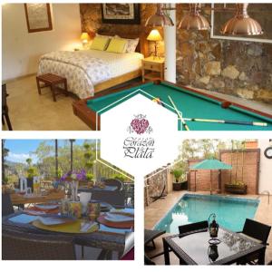 un collage de photos d'un hôtel avec une piscine dans l'établissement Casa Corazon de Plata Suites, à Guanajuato