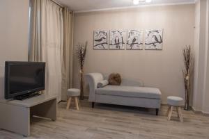 salon z telewizorem i kanapą w obiekcie V. P. Place. w mieście Argostoli