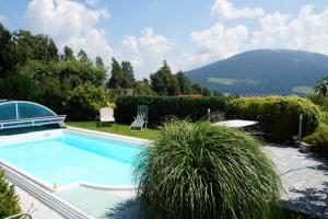 a swimming pool with a view of a mountain at Apartment Sunnseitn am Verditz in Verditz