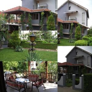 a collage of photos of a house with a patio at Đokić apartmani in Soko Banja