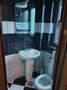 a bathroom with a sink and a toilet at Hollywood Motel in Podlugovi