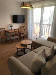 Televízia a/alebo spoločenská miestnosť v ubytovaní Szczawnica Apartament Kaja