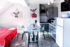 Kuchyň nebo kuchyňský kout v ubytování Apartament Łania Frania