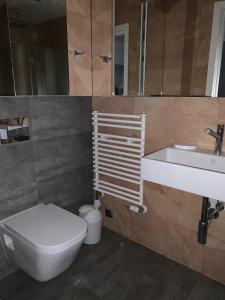 een badkamer met een toilet en een wastafel bij Apartament na Klifie DUNE in Ustronie Morskie