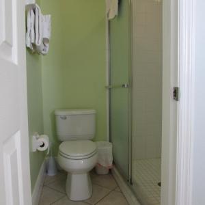 a bathroom with a toilet and a shower at Edison Beach House in Fort Myers Beach