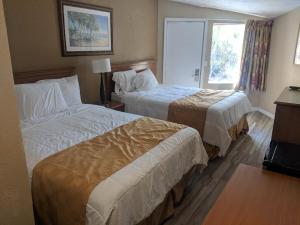 a hotel room with two beds and a window at A-1 Budget Motel in Homestead