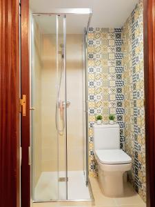 a bathroom with a shower and a toilet at La Casa de Begoña in Laguardia