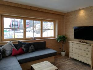 Televízia a/alebo spoločenská miestnosť v ubytovaní Feriendorf Joggler - Chalets nahe der Gondel