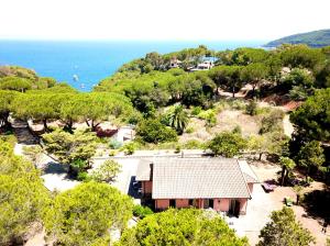 una vista aérea de una casa y del océano en Capo Perla Apartments, en Capoliveri