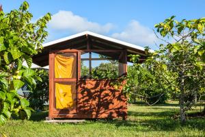 ein kleines Haus im Gras auf einem Feld in der Unterkunft Kirpal Meditation and Ecological Center in Pahoa