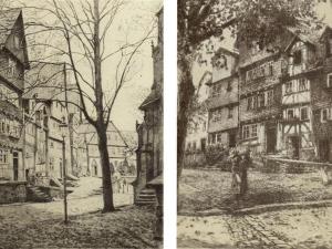 una vecchia foto di una strada in una città di Ferienwohnungen Homberger Altstadt a Homberg