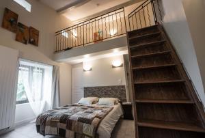 a bedroom with a loft bed and a ladder at Altamica in Cournon-dʼAuvergne