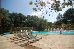 a group of chairs sitting next to a swimming pool at Sinia Vir Eco Residence in Medven