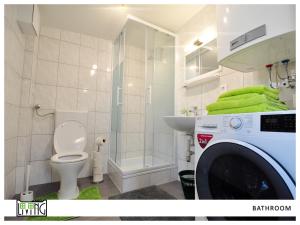 クラーゲンフルトにあるACO Living - A Cheap Overnightのバスルーム(トイレ、洗濯機付)