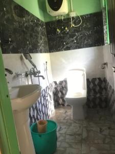 a bathroom with a sink and a toilet at Vamoose Soshing Homestay in Ravangla