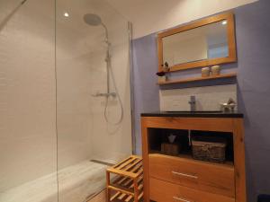 een badkamer met een douche, een wastafel en een spiegel bij Mas de l'ile in Avignon +37 foto's