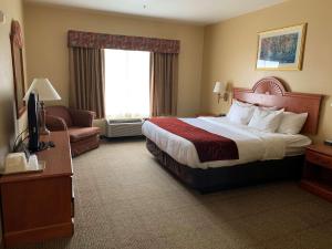 a hotel room with a large bed and a couch at SureStay Plus Hotel by Best Western Mesquite in Mesquite
