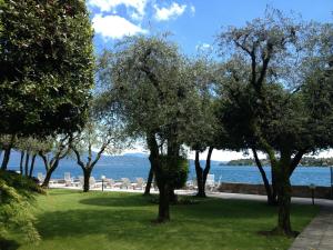 a group of trees in a park next to the water at Casa Vistabella in Salò