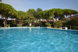 ビビオーネにあるVillaggio Euro Residence Clubの木々が茂る青い大型スイミングプール