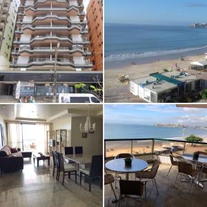 un collage de photos d'une plage et d'un bâtiment dans l'établissement Amplo apartamento em Guarapari com vistas pro mar, à Guarapari