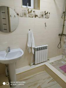 卡拉科爾的住宿－Guest house Nuri，一间带水槽和镜子的浴室