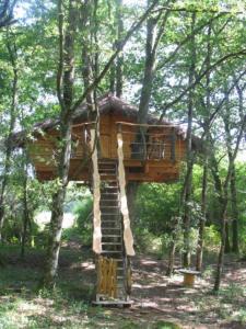 a tree house in the middle of the forest at Une Nuit aux Lierres... in Vouzon