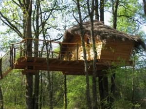 a tree house in the middle of the forest at Une Nuit aux Lierres... in Vouzon