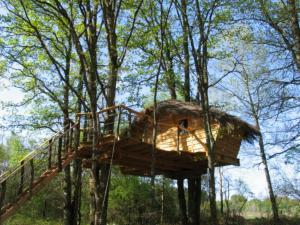 a tree house in the middle of some trees at Une Nuit aux Lierres... in Vouzon