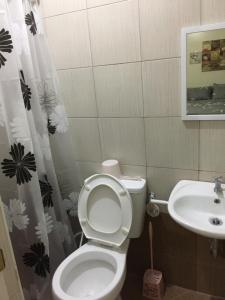 ESTILO APARTMENT 2-storey في Loculan: حمام مع مرحاض ومغسلة