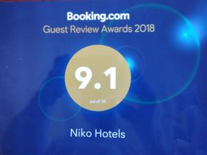 Certifikát, hodnocení, plakát nebo jiný dokument vystavený v ubytování Niko Hotels