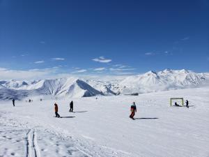 un groupe de personnes skier sur une montagne enneigée dans l'établissement New Gudauri Loft 2 #557, à Goudaouri