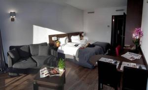 a hotel room with a bed and a couch at Hotel Eden Park Pau Est, avec Piscine in Pau +24 photos