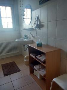 a bathroom with a sink and a toilet and a sink at Lehmannshof Ferienwohnungen in Zell am Harmersbach
