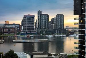 a view of a city with boats in the water at Quest NewQuay in Melbourne