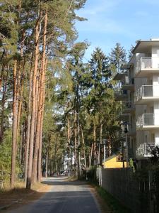 a road with trees on the side of a building at Porta Mare Leśne Tarasy , Apartament 23 in Dziwnówek