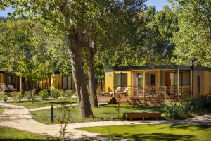 eine Hütte in einem Park mit einem Baum in der Unterkunft San Marino Camping Resort by Valamar in Lopar