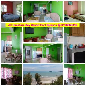 un collage de photos d'une chambre et d'une pièce dans l'établissement JC Sunshine Bay Resort Apartment Port Dickson, à Port Dickson