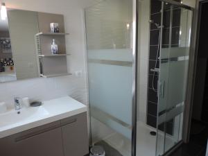 a bathroom with a shower and a sink at Chambres d'Hotes La Maison Neuve in Saint-Loup +30 photos