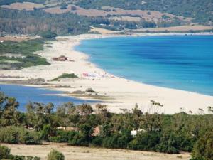 a view of a beach with water and trees at Appartamento Deledda in Muravera