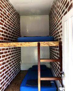 a bunk bed in a room with a brick wall at Quiver Dive Team Perhentian Dorm in Perhentian Island
