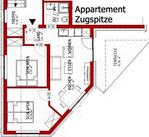 Plan piętra w obiekcie Zugspitzappartements