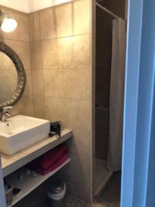 a bathroom with a sink and a shower at La Cigale in Manosque +12 photos