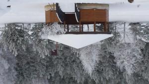żyrandol pokryty lodem i śniegiem w obiekcie Country Houses Vidų Sodyba w mieście Uciana