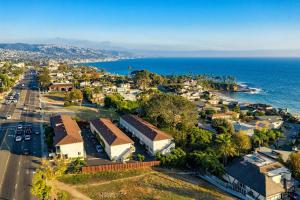 an aerial view of a town next to the ocean at Crescent Bay Inn in Laguna Beach