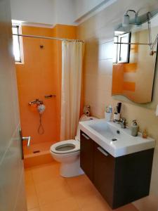 a bathroom with a toilet and a sink at Efi Apartment in Paralio Astros