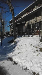 a building with snow in front of it at B&B Bucaneve in Abetone