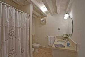 a bathroom with a shower and a sink and a toilet at Resort Brandolini Rota in Cordignano