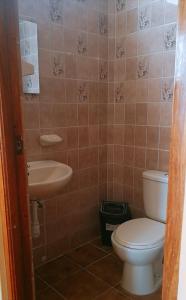 a bathroom with a toilet and a sink at Hospedaje Casablanca in Pisco