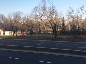 une route vide avec des arbres sur le côté d'une rue dans l'établissement Gagarina 33 - studio by Homeprime, à Varsovie