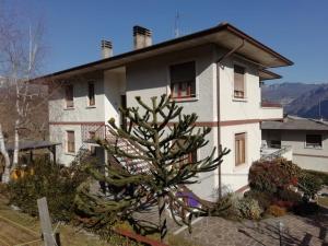 una casa con un árbol de Navidad delante de ella en La Casa dei Gelsomini en Arsiero